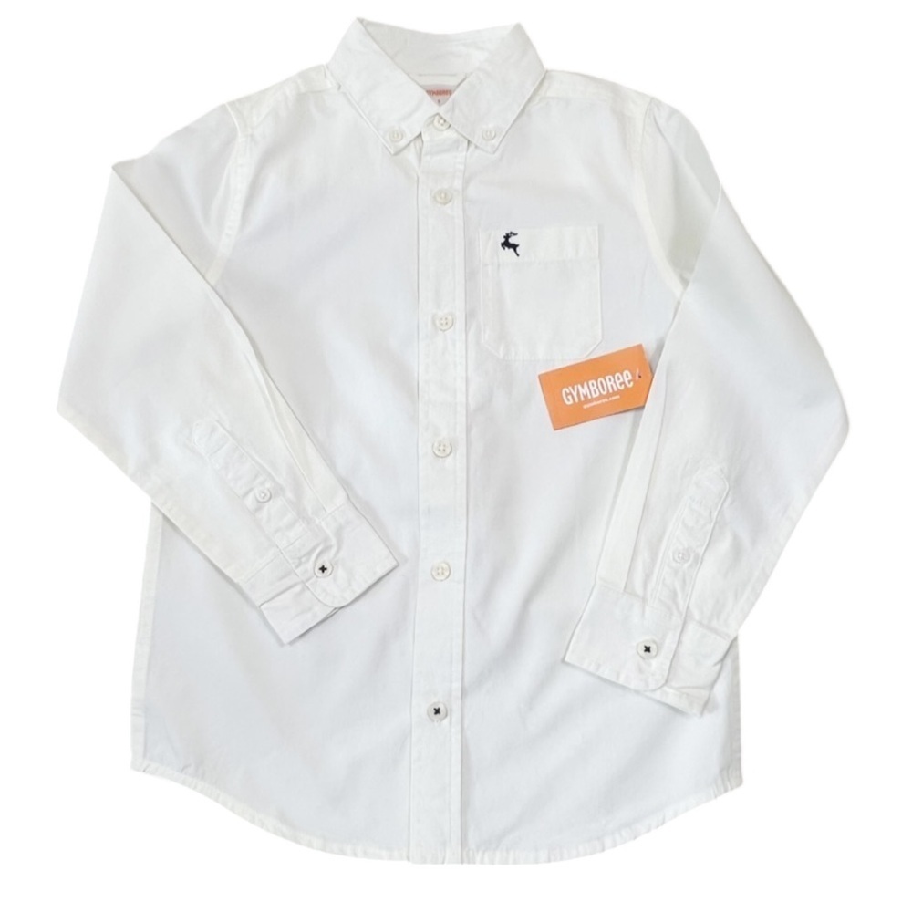Gymboree Holiday Traditions Long Sleeve Button Down Dress Shirt Boys 6 Cream